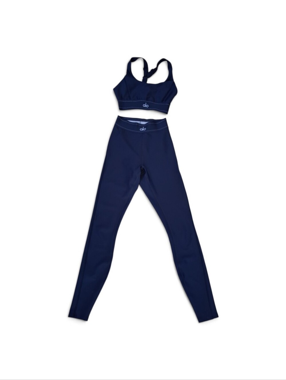 Alo Yoga Navy Blue 2-Piece Activewear Set Sports Bra Leggings Size XS NWOT